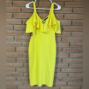 RACHEL Rachel Roy Vibrant Yellow Midi Dress